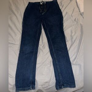 Free People Lace-up Front High Rise Skinny Ankle Crop Jeans Jeggings Size 30